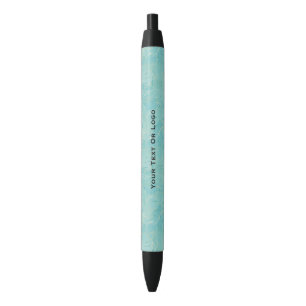 Light blue tropical palm leaves pattern black ink pen