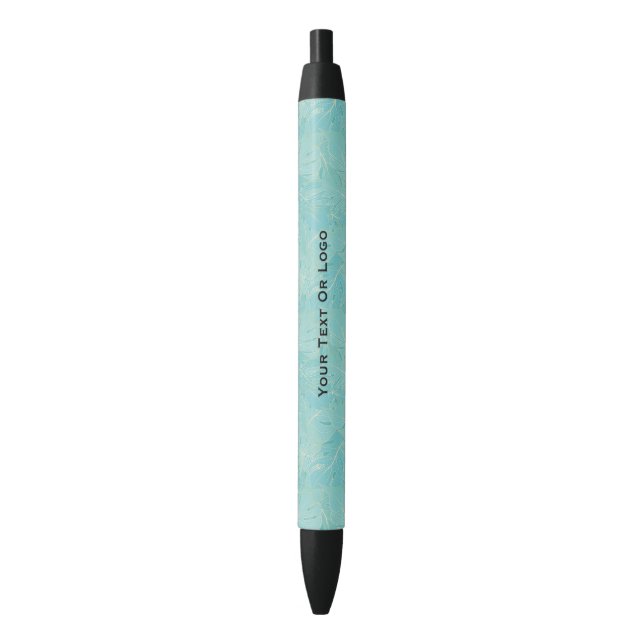 Light blue tropical palm leaves pattern black ink pen (Front Vertical)