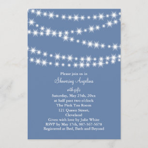 Light Blue Twinkle Lights Bridal Shower Invite