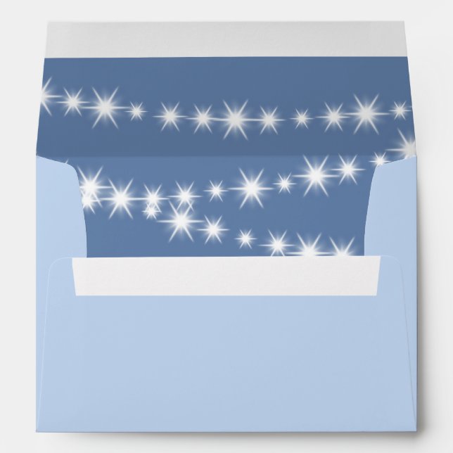 Light Blue Twinkle Lights Invitation Envelope (Back (Bottom))