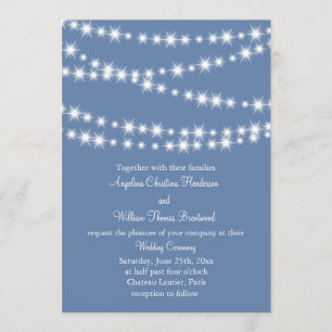 Light Blue Twinkle Lights Wedding Invitation
