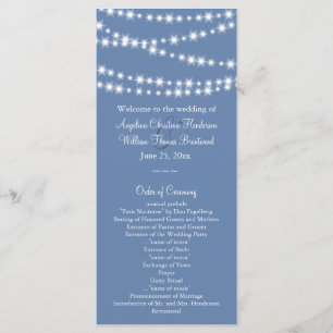 Light Blue Twinkle Lights Wedding Program Programme