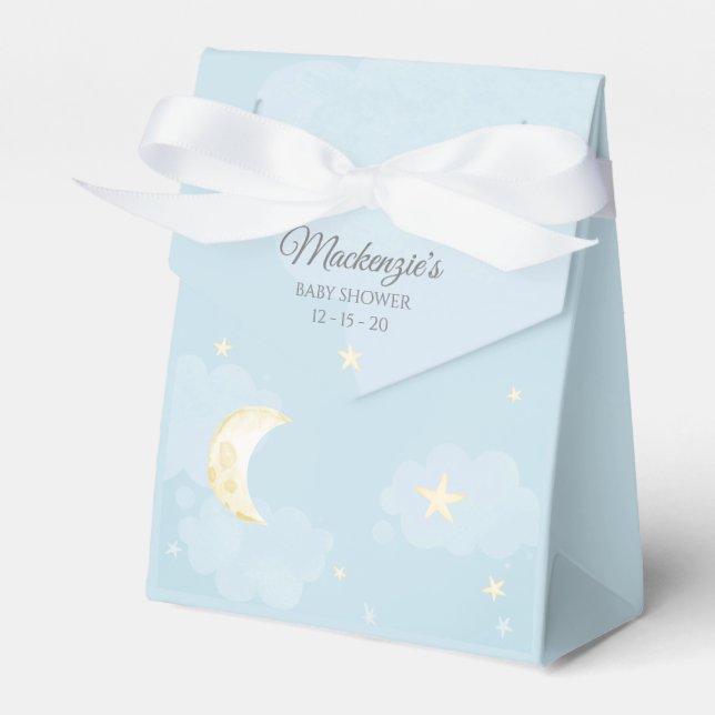 Light Blue Twinkle Little Star Sky Baby Shower Favour Box (Front Side)