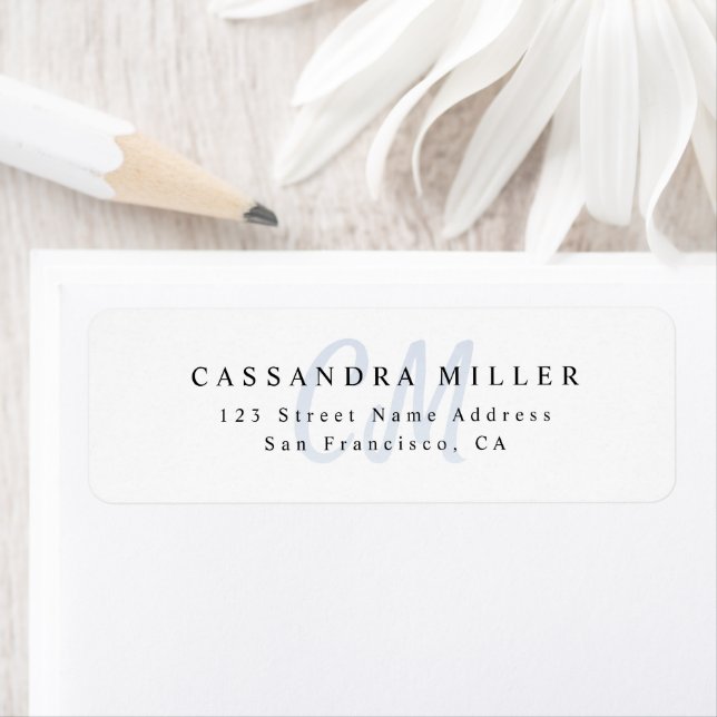 Light Blue Two Letter Monogram Name Return Address (Insitu)