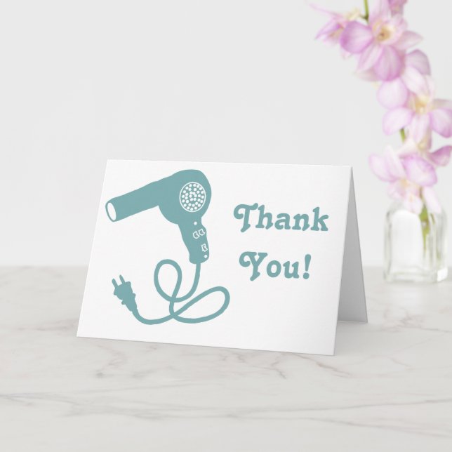 Light Blue Vintage Hairdryer Custom Thank You Card (Orchid)