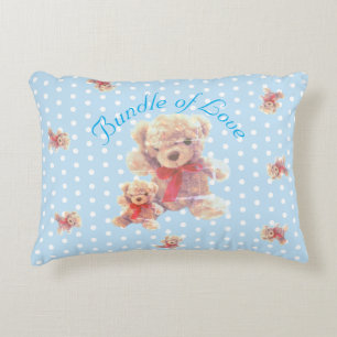 Light Blue Vintage Teddy Bear Nursery Decorative Cushion