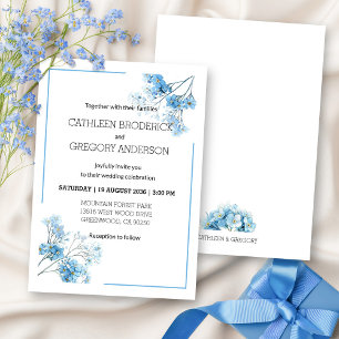 Light Blue Watercolor Botanical Floral Wedding Invitation