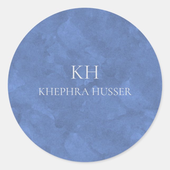 Light Blue Watercolor Classic Round Sticker (Front)