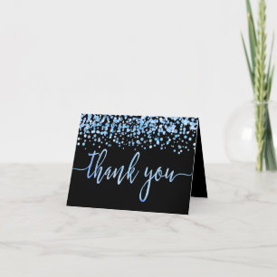 Light Blue Watercolor Confetti Wedding Thank You Card