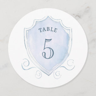 Light Blue Watercolor Crest Round Table Number