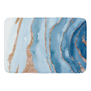 Light Blue Watercolor Design Home Glitter Marble Bath Mat