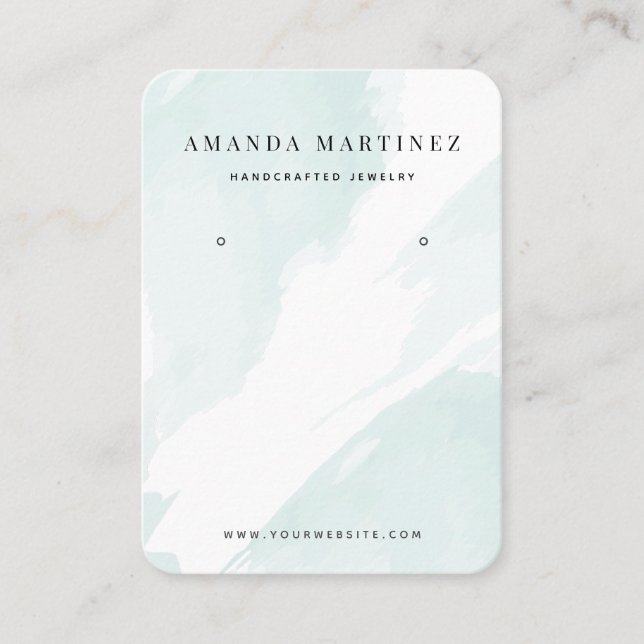 Light Blue Watercolor Earring Business Card (Front)