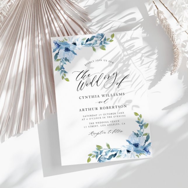 light blue watercolor floral wedding invitation (Creator Uploaded)