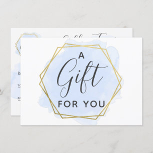 Light Blue Watercolor & Gold Gift Certificate Card