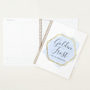 Light Blue Watercolor & Modern Gold Geometric Chic Planner