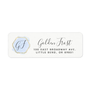 Light Blue Watercolor & Modern Gold Return Address