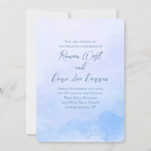 Light Blue Watercolor Ombre Painting Wedding Invitation