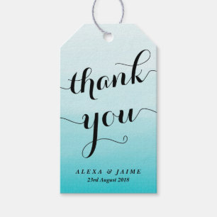 Light Blue Watercolor Ombre Thank You Gift Tags