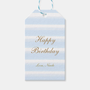 Light Blue Watercolor Stripes Gift Tag