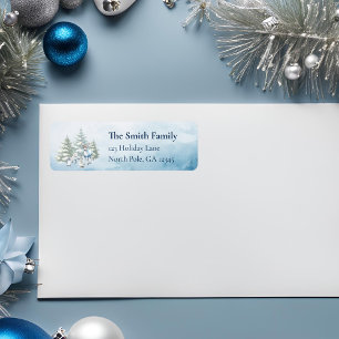 Light Blue Watercolor Woodland Animals Christmas