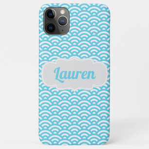 Light Blue Wave Custom Name iPhone 11 Pro Max Case