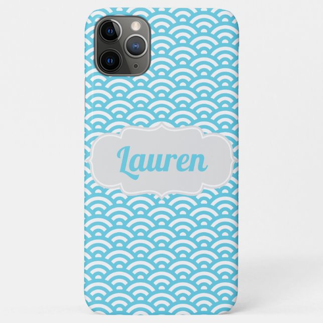 Light Blue Wave Custom Name Case-Mate iPhone Case (Back)