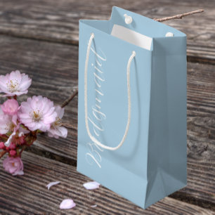Light Blue Wedding Bridesmaid Stylised Script Small Gift Bag