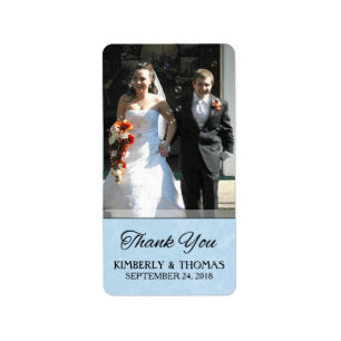 Light Blue Wedding Custom Photo Thank You Label
