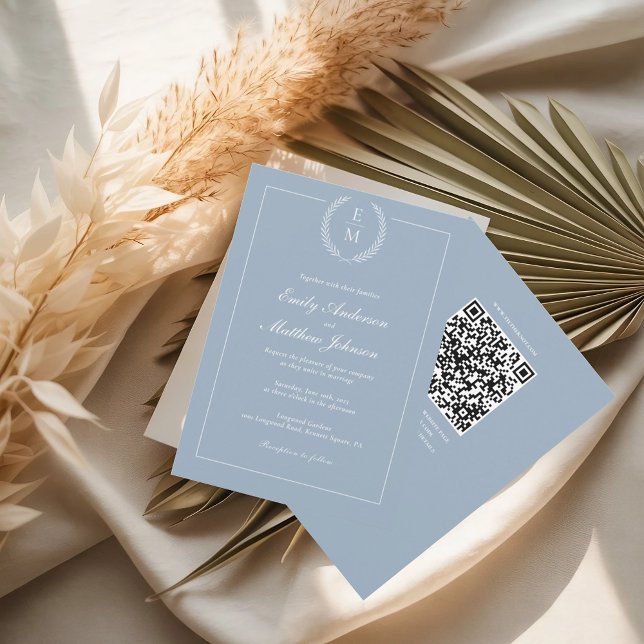 Light Blue Wedding Invitation QR Code (Creator Uploaded)
