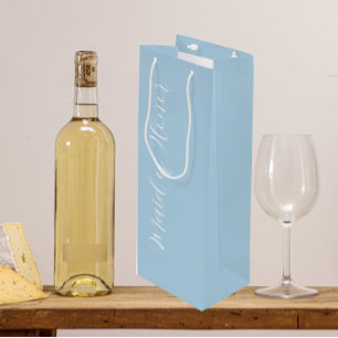 Light Blue Wedding Maid of Honour Stylised Script Wine Gift Bag