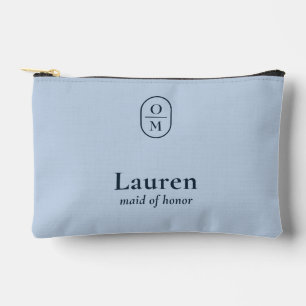 Light Blue Wedding Monogram Bridesmaid Gift Accessory Pouch