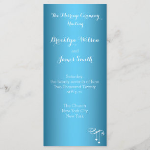 Light Blue Wedding Programs Rack Cards Hearts