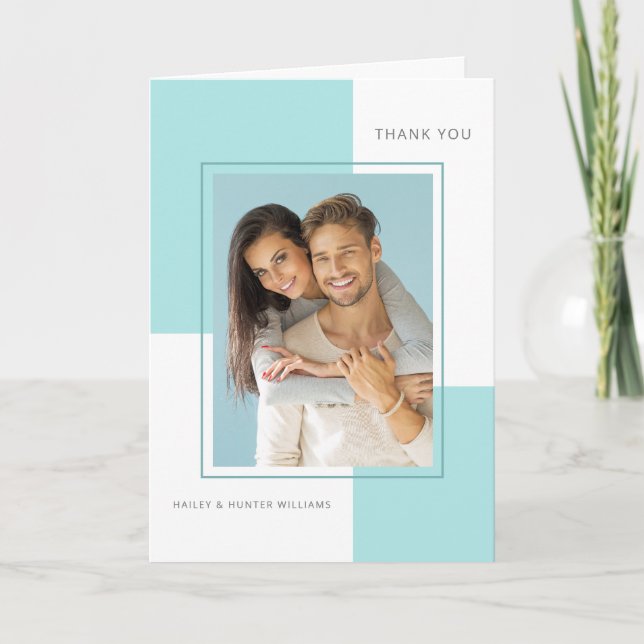 Light Blue Wedding Thank You with Photo (Front)