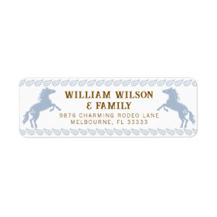 Light Blue Western Rodeo Horse Return Address Labe