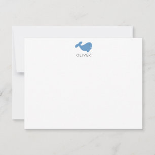 Light Blue Whale Kids Personalised Stationery Flat Card