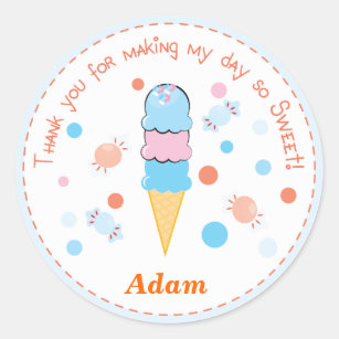 Light blue Whimsical Ice cream Party Sticker