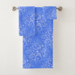 Light Blue & White Arctic Swirl Bath Towel Set