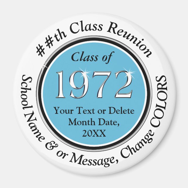 Light Blue, White, Black, Class of 72, Souvenir Magnet (Front)