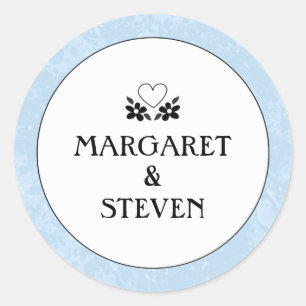 Light Blue, White & Black Wedding Circle Sticker