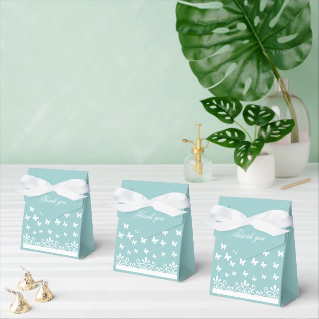 Light blue White butterflies Wedding Thank you Favour Box (Multiple)