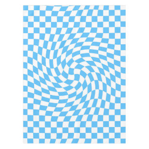 Light Blue & White Checkered Checkerboard Pattern  Tablecloth