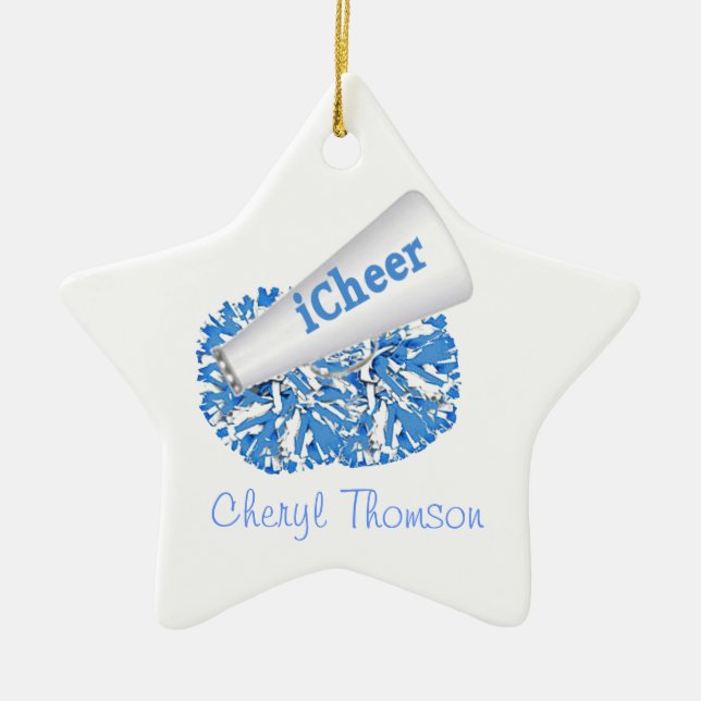 Light Blue & White Cheerleader ornament (Front)