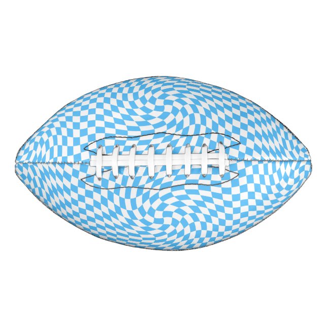 Light Blue & White Chequered Chequerboard Pattern  American Football (Front)