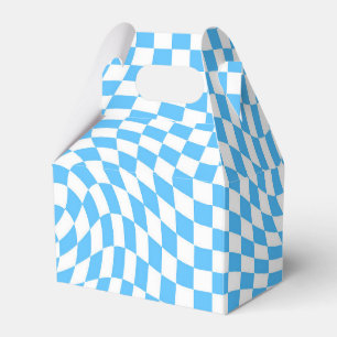 Light Blue & White Chequered Chequerboard Pattern  Favour Box