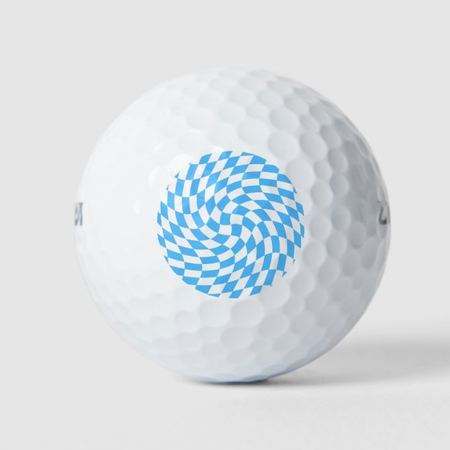 Light Blue & White Chequered Chequerboard Pattern  Golf Balls (Front)