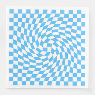 Light Blue & White Chequered Chequerboard Pattern  Napkin