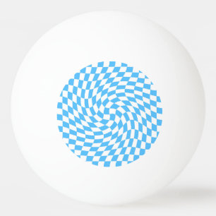Light Blue & White Chequered Chequerboard Pattern Ping Pong Ball