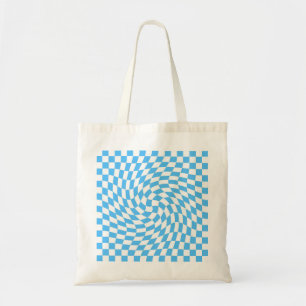 Light Blue & White Chequered Chequerboard Pattern  Tote Bag