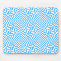 Light Blue & White Chic Warped Chequered Pattern 