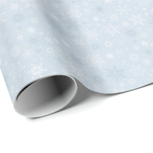 Light Blue White Christmas Snowflake Pattern Wrapping Paper